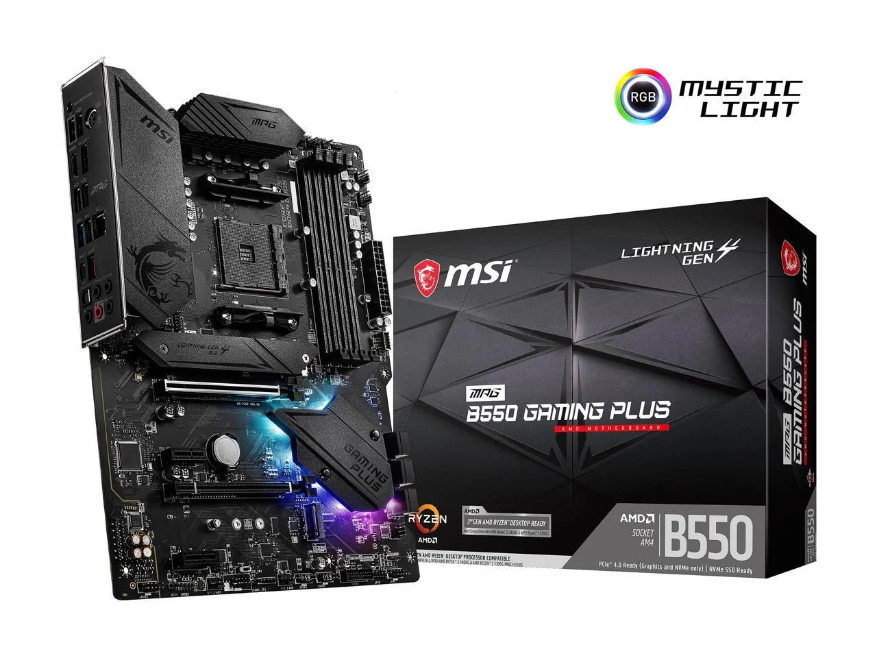 MPG B550 GAMING plus AM4 AMD B550 USB 3.0 ATX AMD Motherboard