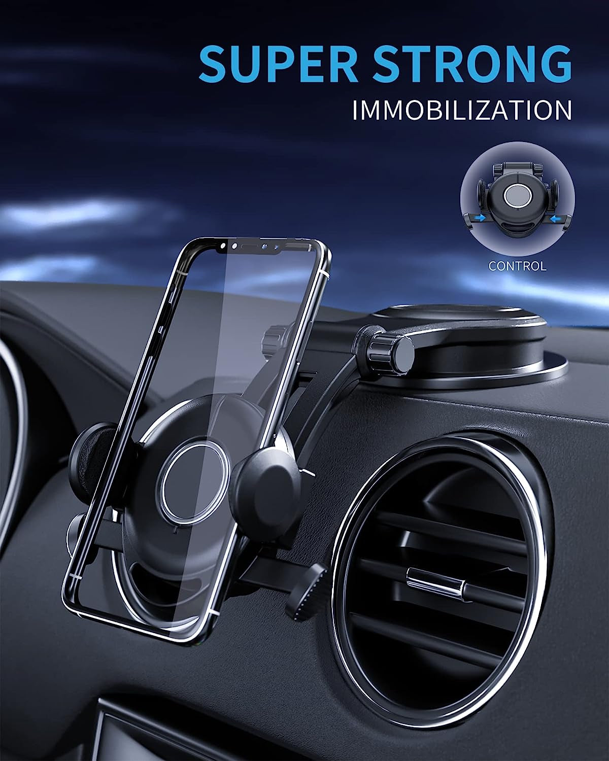 Universal Car Phone Mount - Sturdy Suction Cup Holder for All Smartphones, Dashboard Clip Design