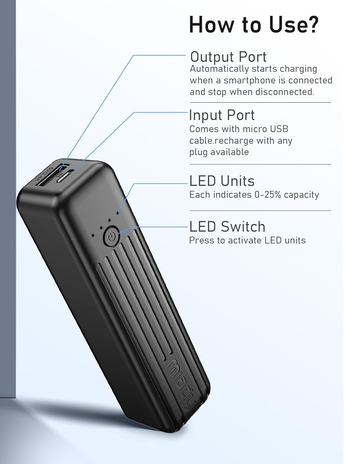 Ultra-Compact 2-Pack Portable Charger - 5000mAh Mini Power Bank for iPhone, Galaxy & Android - Lightweight & Fast Charging!