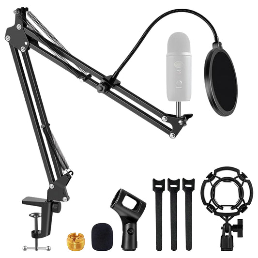 5Core Professional Microphone Stand with Adjustable Scissor Boom Arm, Shock Mount & Pop Filter - Perfect for Home Studio and Podcasting