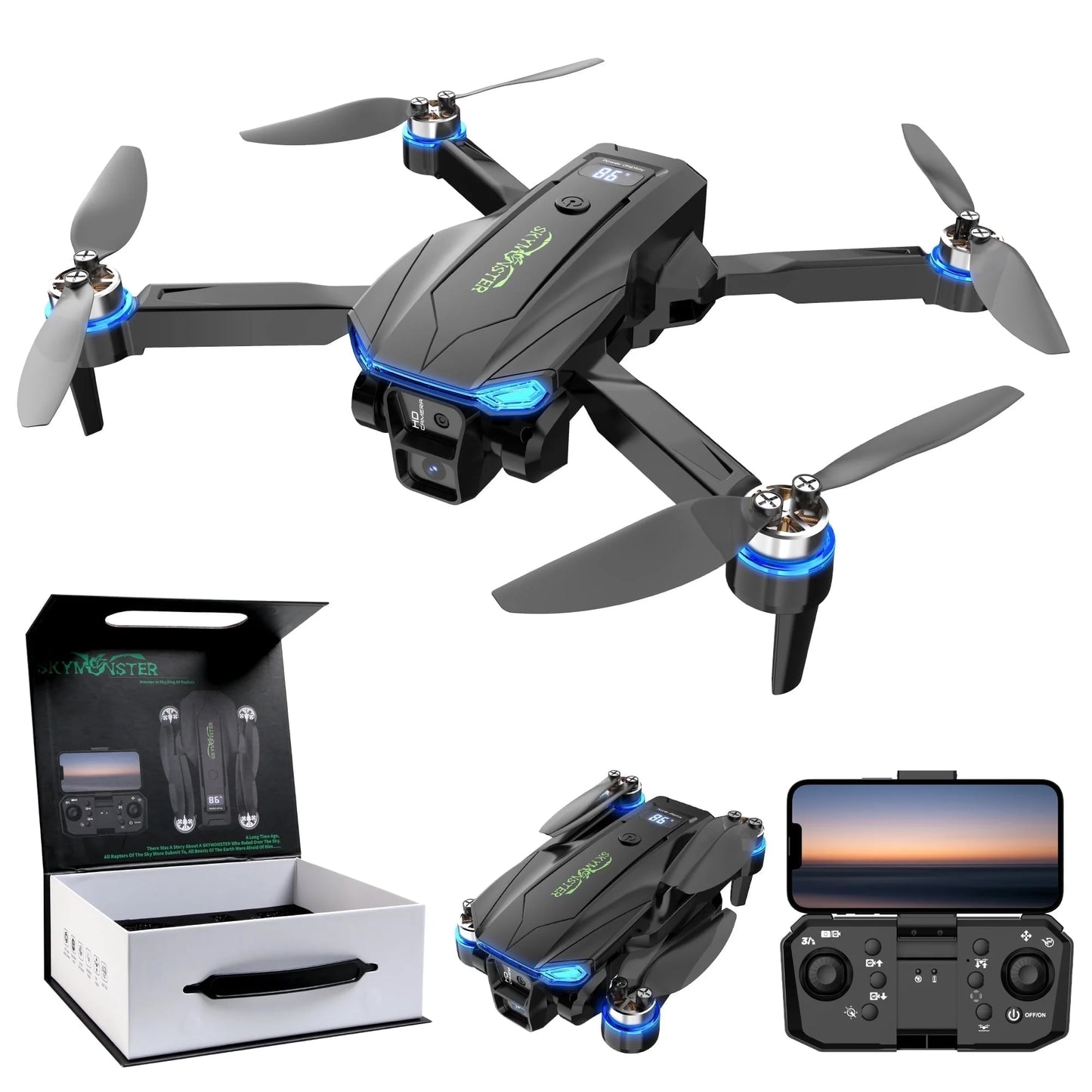 3PC Battery RC Drone 4K Professional Dual Camera 6CH Foldable Drone Obstacle Avoidance RC Quadcopter Helicopter Toys for Kids Boys
