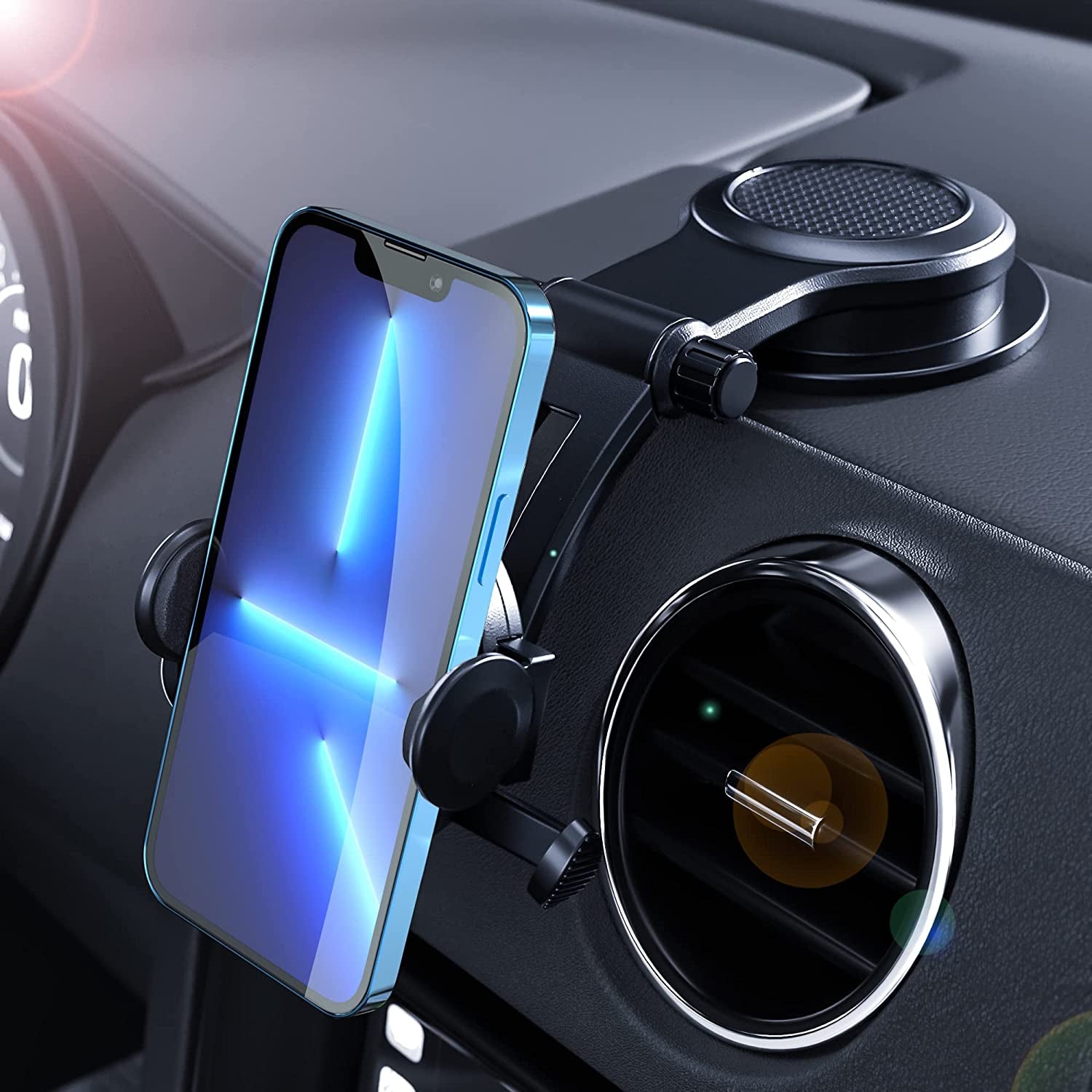 Universal Car Phone Mount - Sturdy Suction Cup Holder for All Smartphones, Dashboard Clip Design