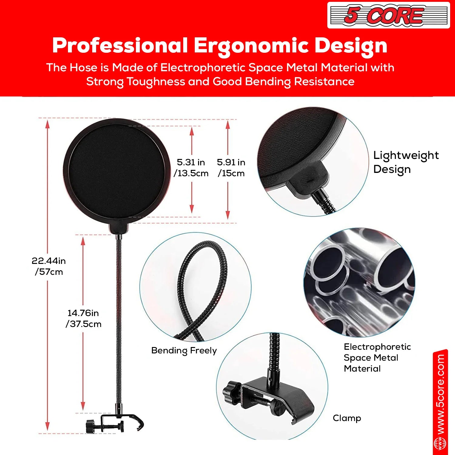 Professional 5Core Podcast Microphone Bundle - Condenser Cardioid Mic Kit with Boom Arm for Superior Sound Quality