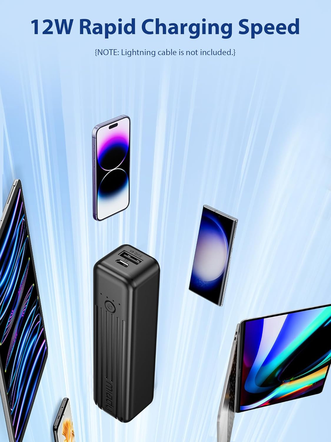 Ultra-Compact 2-Pack Portable Charger - 5000mAh Mini Power Bank for iPhone, Galaxy & Android - Lightweight & Fast Charging!