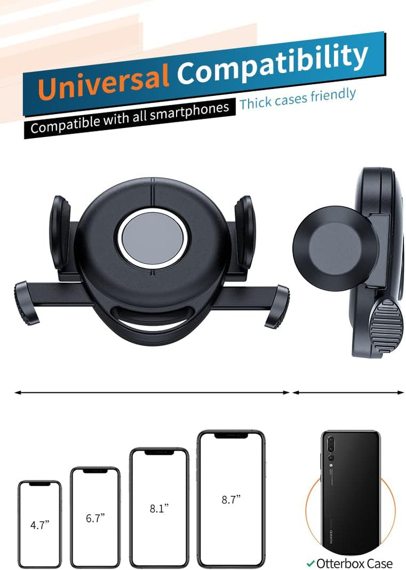 Universal Car Phone Mount - Sturdy Suction Cup Holder for All Smartphones, Dashboard Clip Design