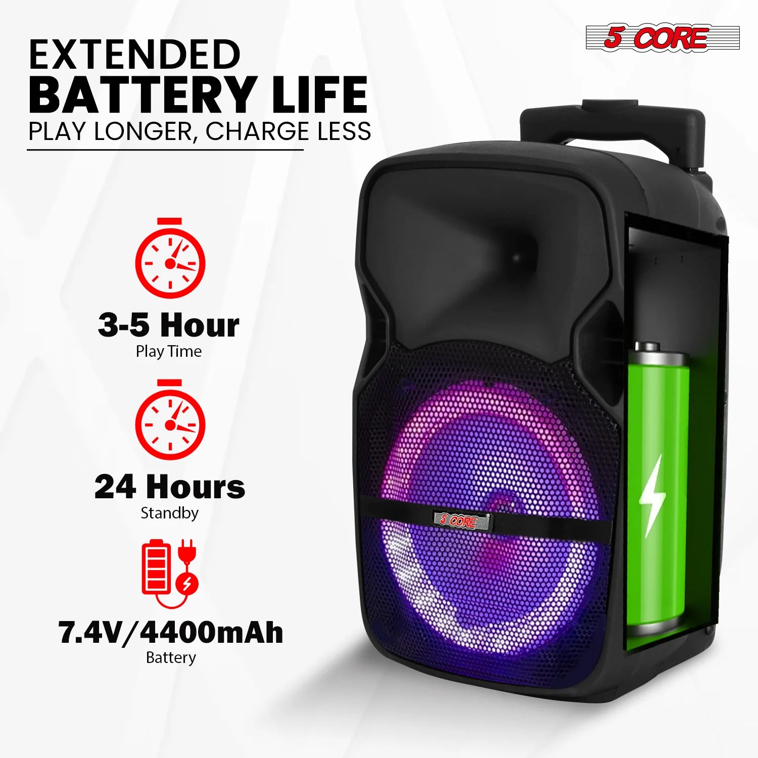 5Core 10" Bluetooth Party Speaker with 2 Wireless Microphones - Ultimate Karaoke Boombox Experience!