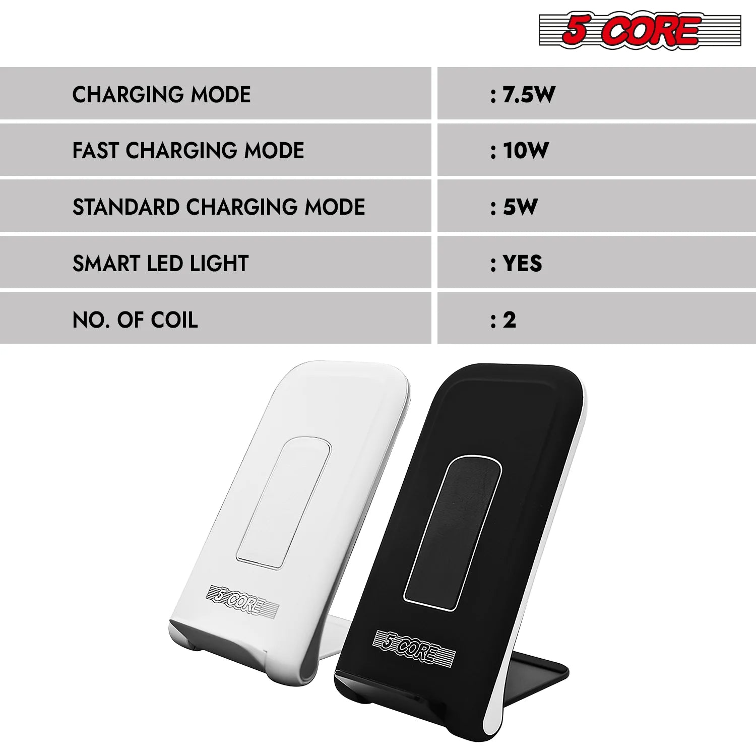 5 Core Fast Wireless Charger 10W - Slim USB-C Charging Pad with Elegant Glass Top