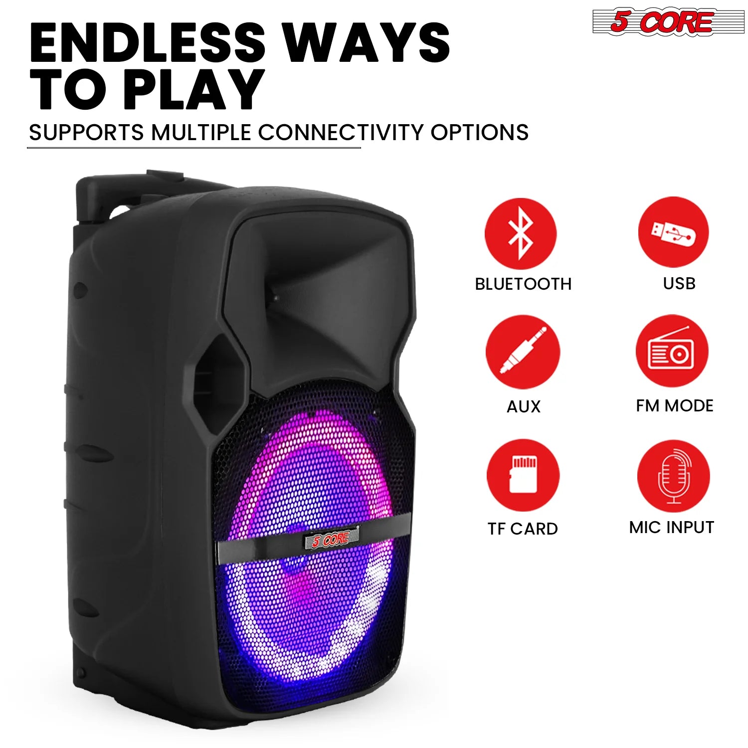 5Core 10" Bluetooth Party Speaker with 2 Wireless Microphones - Ultimate Karaoke Boombox Experience!
