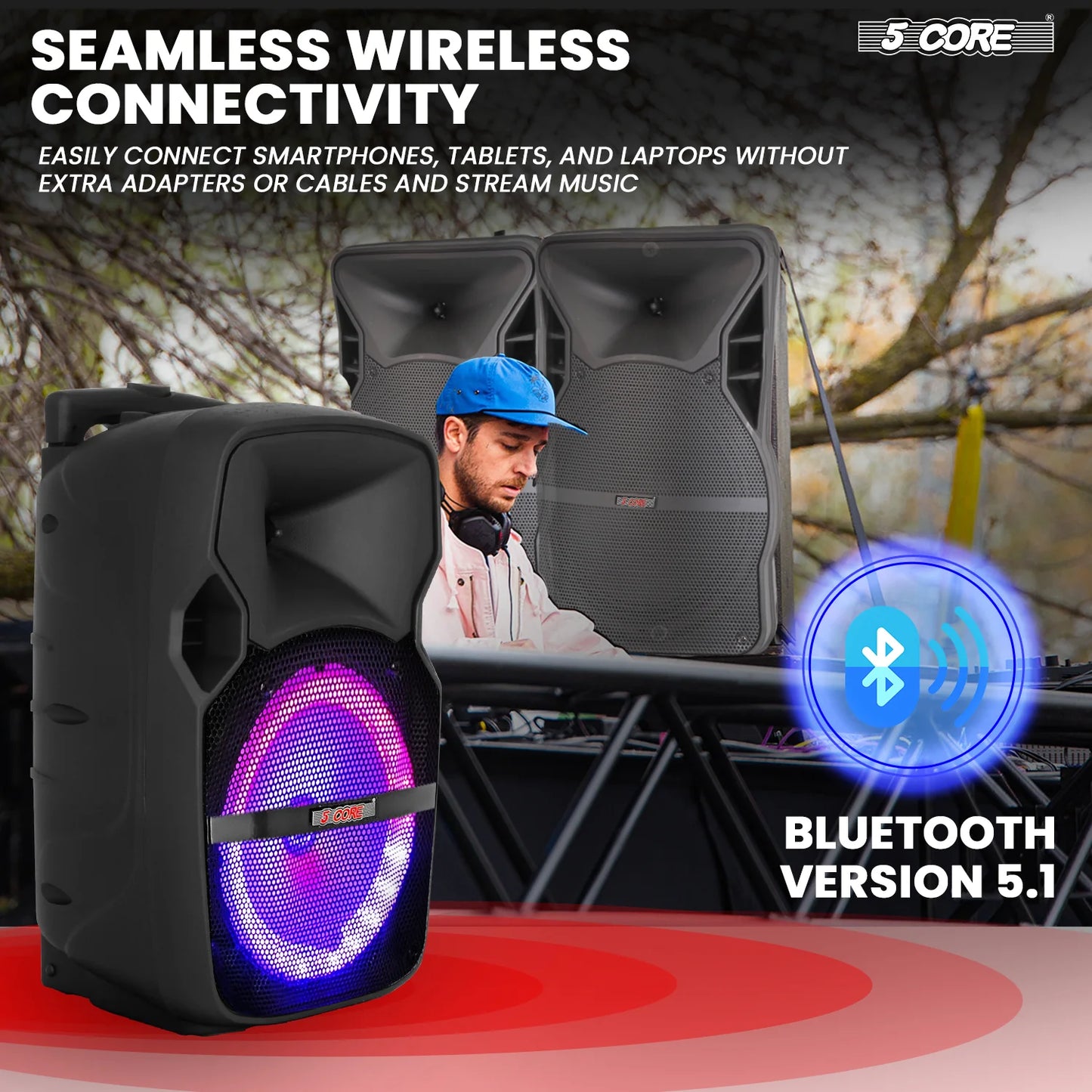 5Core 10" Bluetooth Party Speaker with 2 Wireless Microphones - Ultimate Karaoke Boombox Experience!