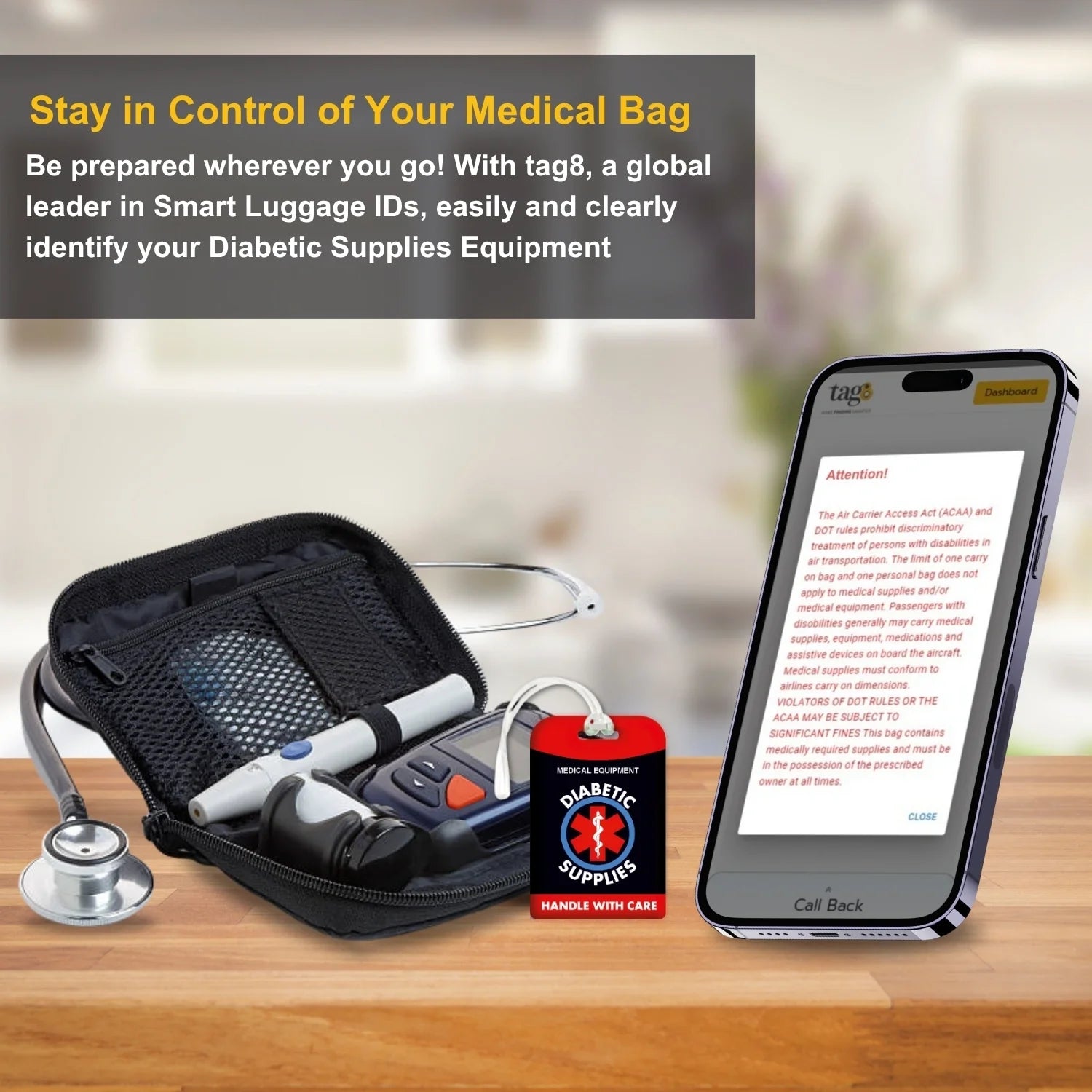 Diabetic Equipment Tag Red Color [Pack 2]-2